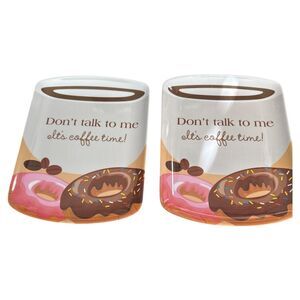 Donut ‘Coffee Time’ Melamine Plates Set/2 6.5×8.5″ Kitchen Fun